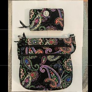 Vera‎ Bradley Black Paisley Crossbody & Snap Close Wallet